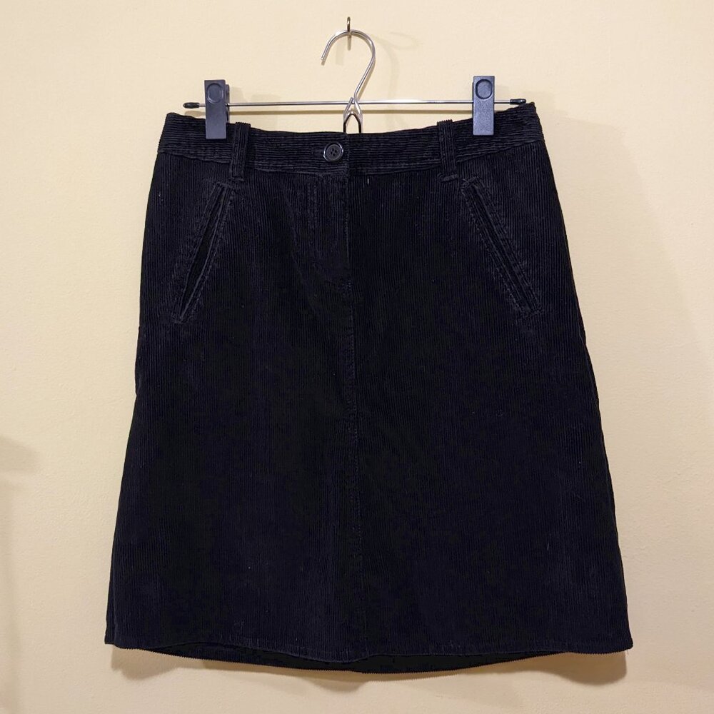 H&M black corduroy knee-length skirt, Women's 6/Small